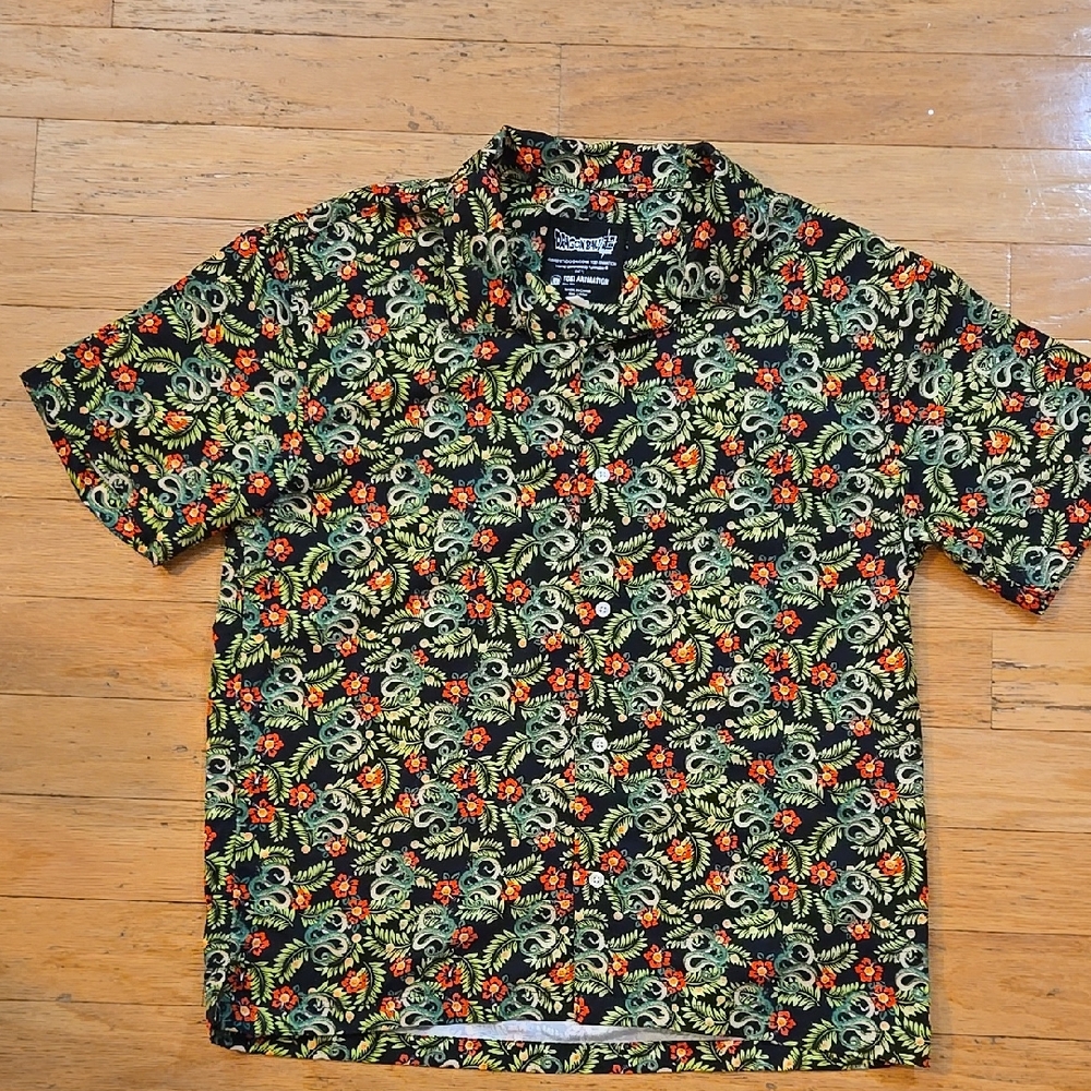 Dragon Ball Z Button-up Mens Shirt Size Small Hawaiian Shenron Snake Dragon SS